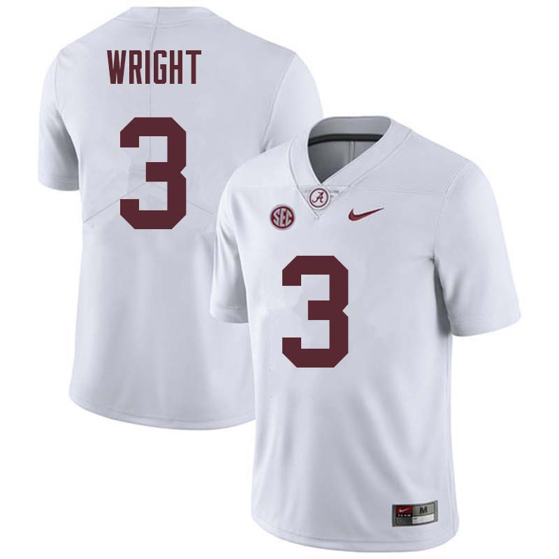 Alabama Crimson Tide Men's Daniel Wright #3 White NCAA Nike Authentic Stitched College Football Jersey DU16K20HU